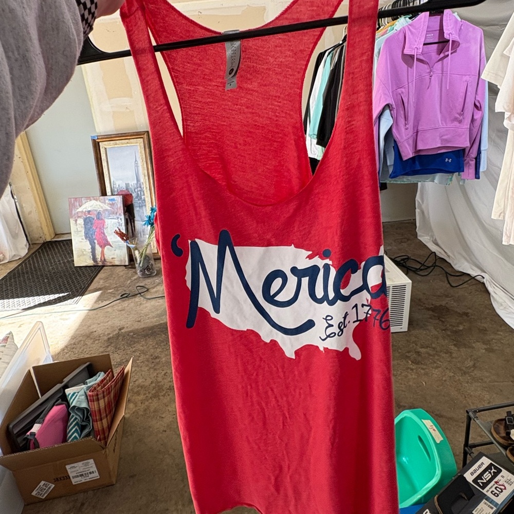 Red 'Merica Graphic Racerback Tank Top